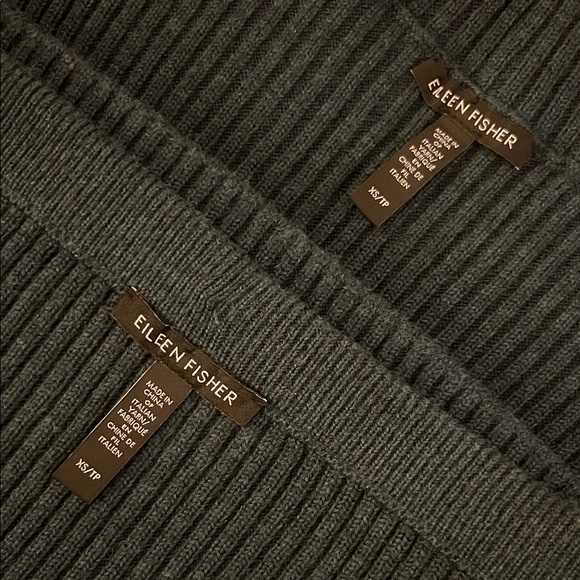 Eileen Fisher Ribbed Merino Wool Knit Top and Midi Skirt Set; fits Size 6 - Picture 9 of 13